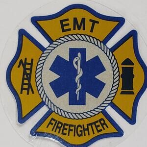 Firefighter/EMT Maltese Cross Decal – 3" D, Inside Window, Dual Role Symbol